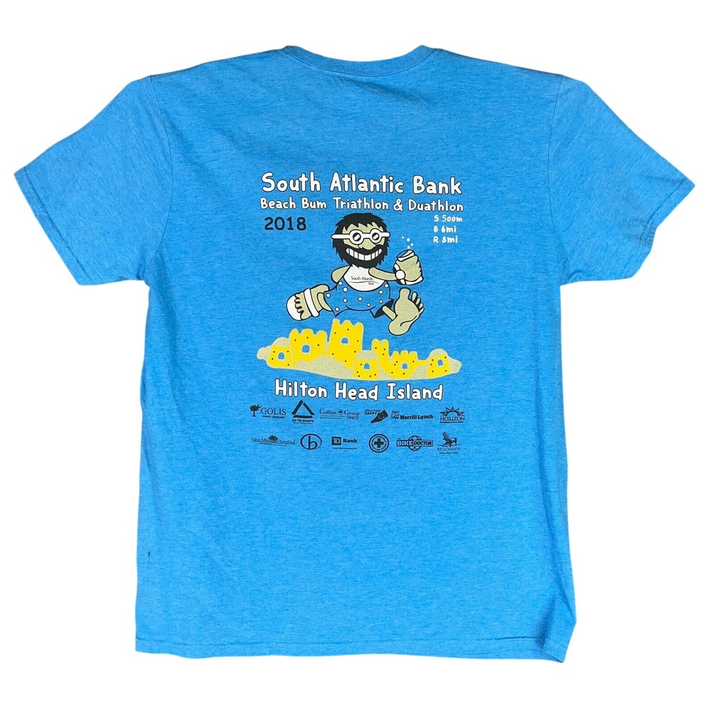 Hilton Head Island Beach Bum Triathlon Tee Mens L Coastal Resort Vacation Core